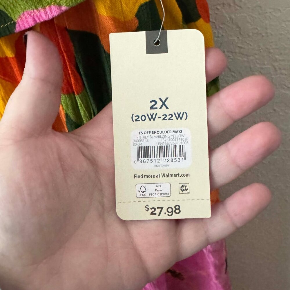 Floral Off-Shoulder Maxi Dress in Pink & Orange - Picture 3 of 6